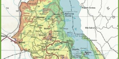 Žemėlapis fizinis žemėlapis Malavis