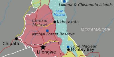 Žemėlapis Malavio ežeras afrikoje