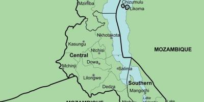 Žemėlapis Malavis rodo rajonų